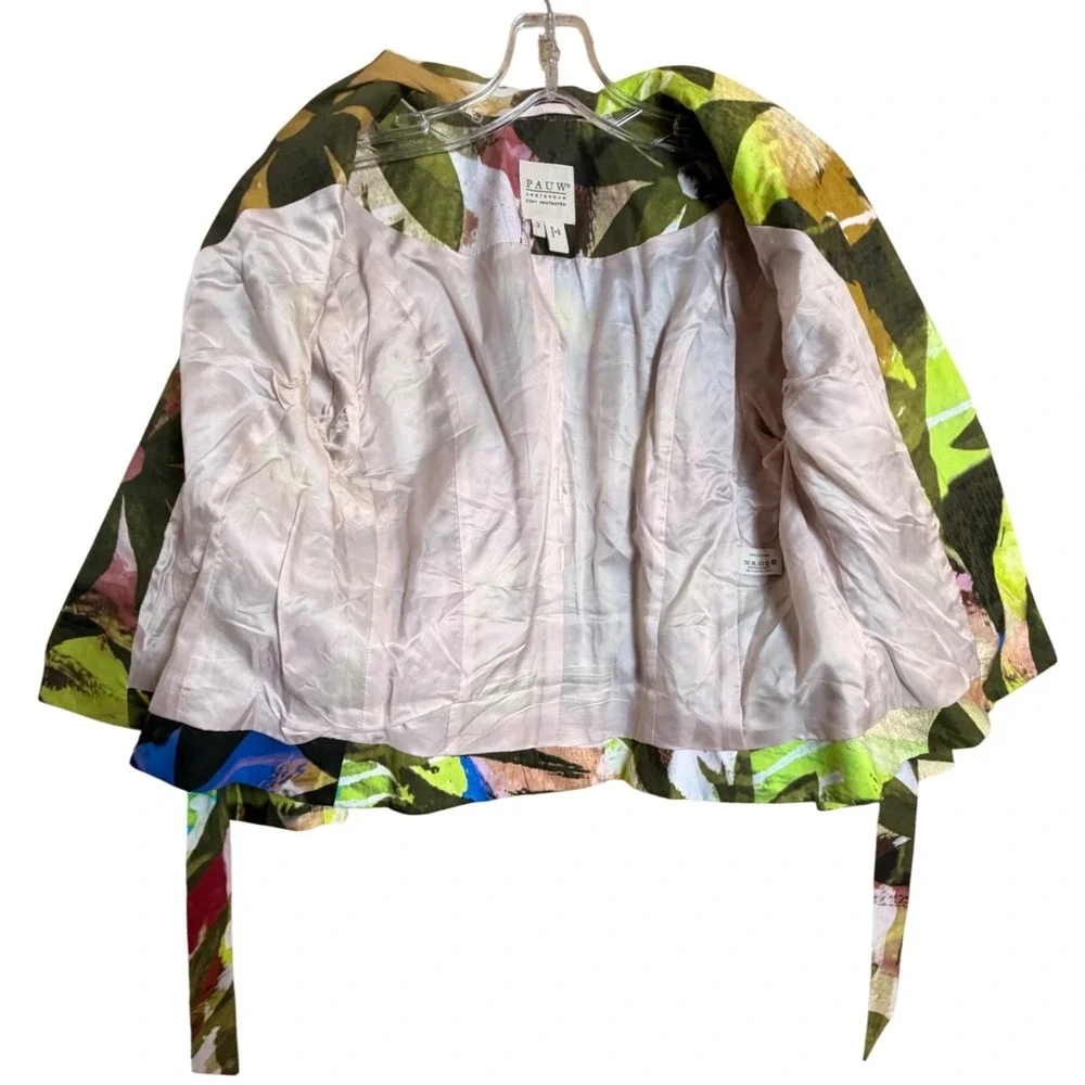 PAUW Amsterdam Art to Wear Abstract Floral Tie Waist Blazer Jacket S/M‎